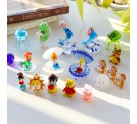 Mini ornements créatifs en verre pour bureau dans le salon, dessin animé et thème animal océan mignon, arc-en-ciel, sirène et méduse S Gris clair