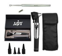 Mini otoscope à fibre optique noir avec LED supplémentaire remplaçable, pour adultes et animaux de compagnie