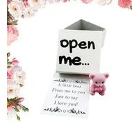 Mini ours dans une boîte avec carte « I Love You », petit ours de poche en résine avec cœur rouge, petit ours au format de poche, souvenir réconfortant pour femme, cadeau pour la Saint-Valentin (rose