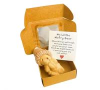 Mini ours en peluche dans une boîte, petit ours de poche câlin, mini ours en peluche, jouet de soutien émotionnel au crochet fait main avec cartes positives, cadeaux de motivation for les amoureux(mar
