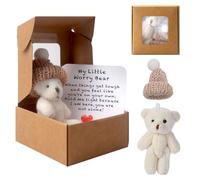 Mini ours en peluche dans une boîte « Worry Bear Hug in a Box », « Get Well Soon » - Cadeau pour enfants - Avec carte inspirante - Cadeau positif pour femme et homme - Pour la Saint-Valentin, Noël
