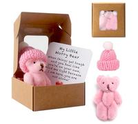 Mini ours en peluche dans une boîte « Worry Bear Hug in a Box », « Get Well Soon » - Cadeau pour enfants - Avec carte inspirante - Cadeau positif pour femme et homme - Pour la Saint-Valentin, Noël