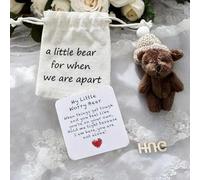 Mini ours en peluche fait à la main avec chapeau - Ensemble de petit ours en peluche positif - Mini ours de poche câlin pour amis, enfants, famille, cadeaux positifs pour femmes et hommes (marron)