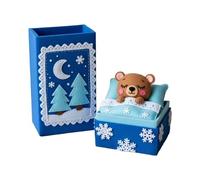 Mini Ours en Peluche, Ours Endormis Tirant Une Boîte - Surprise Hivernale Confortable dans Une Boîte, Décor De Chambre Douce, Un Cadeau sur Le Thème De l'hiver pour Les Et Les Collectionne