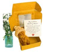 Mini ours - Jouet ours en peluche, cadeau de carte inspirant fait à la main, animal de poche dans une boîte avec message | Cadeau de fête prénatale pour , pour la Saint-Valentin, la fête des mè