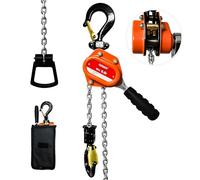 Mini palan à chaîne à levier - 1/2 tonne, 3 m, extracteur de chaîne manuel à levier vient, outil inclus, chaîne à cliquet G80 en alliage d'acier avec 2 crochets de service, portable et lisse, pour