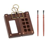 Mini palette, 2 pinceaux de peinture, boîte de mélange de couleurs portable en bois avec 8 compartiments et clips aquarelle et art