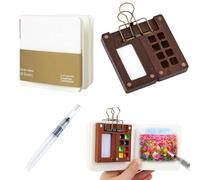 Mini Palette Aquarelle de Voyage, 8 Grids Portable Kit Aquarelle Voyage avec Journal Papier et Clip,Kit Aquarelle Miniature avec Stylo