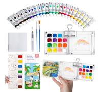 Mini Palette Aquarelle: Palette Aquarelle Portable - Palette De Peinture Bois avec Clip Et Stylo à Aquarelle pour Aquarelle, Gouache