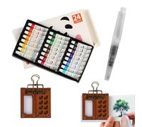 Mini Palette Aquarelle Portable, 1 SetPalette Humide Peinture Figurine, Mini Palette de Peinture Aquarelle en Bois de Voyage Portable, Carnet Gouache, Cadeaux pour Artistes