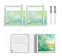 Mini Palette Aquarelle, Portable Kit Aquarelle Voyage, Mini Aquarelle de Voyage 12 Grilles, Cahier Aquarelle avec Stylo pour Étudiants Peintres Artistes, 2 Pièce