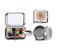 Mini palette d'aquarelle - 10 compartiments - Mini boîte à aquarelle vide avec clip magnétique - Petit voyage, enseignement, école, randonnée, camping, journal, croquis