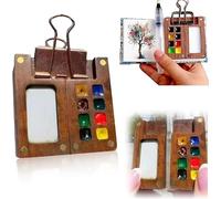 Mini palette de peinture de voyage prête à l'emploi, trousse d'aquarelle portable en bois pour aquarelle, gouache, peinture acrylique pour peintres, artistes, étudiants (A)