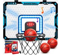 Mini Panier de Basket-Ball d'intérieur pour Chambre d'enfant avec Affichage LED, Pliable, Cadeau pour garçon de 3, 4, 5, 6, 7, 8, 9, 10, 11, 12 Ans, Jouet d'anniversaire (Bleu)