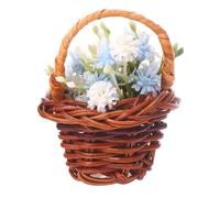 Mini Panier de Fleurs, Maison de Poupée et Décor de Micro Paysage | Fleur Bicolore, Poignée Courbée D’une Seule Pièce, Espace Intérieur Spacieux, Style Rétro Délicat, Ornement Pratique