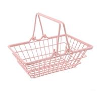 Mini panier de rangement pour filles, organiseur de bureau pour cosmétiques, bijoux et accessoires, poubelle décorative avec finition fer pour chambre de fille rose, taille S (taille L)