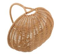 Mini Panier en Imitation Rotin, Forme Citrouille, Anses Doubles | Tressage Texturé aux Tons Terre, Style Rustique Vintage, pour Fruits, Légumes, Serviettes, Collations et Fleurs