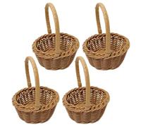 Mini panier en osier 4 pièces, petit panier avec poignée, décor en rotin en plastique pour l'artisanat, centres de table, 3.4x2.4x1.6 pouces