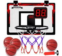 Mini panier, panier de basket-ball pour enfants avec marque-point électronique, professionnel de panier, panier de basket-ball pour intérieur et extérieur avec 4 ballons, cadeau pour garçons et filles