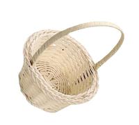 Mini panier tissé PE avec poignée, conteneur rustique esthétique, panier à fleurs blanches en Imitation rotin 1 pièce(9cm*12cm)