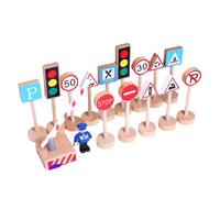 Mini Panneaux De Circulation En Bois Coloré Pour Enfants, 16 Pièces, Scène De Stationnement, Tapis De Jeu De Voiture, Bloc De Route Éducatif, Jouet Bricolage, Cadeaux