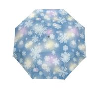 Mini parapluie bleu flocon de neige, 293 g ultra léger | Parapluie de pluie avec impression par transfert thermique résistante à la décoloration, finition hydrofuge Nano Level 293 g