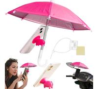 Mini Parapluie pour Téléphone, Parapluie pour téléphone, Parapluie pour téléphone avec ventouse Support de téléphone pour téléphone extérieur Sun Shad Pare-soleil Visière,Rose rouge