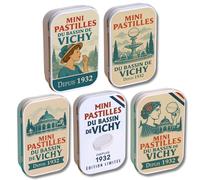 Mini Pastilles du Bassin de Vichy - Pack Collector Rétro | 5 Boîtes Métal Vintage | Recette Originale 1932 - 5 x 60g