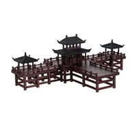 Mini Pavillon en Plastique Marron, Décoration D’aquarium Style Chinois | Micro-paysage Vintage, Aspect Traditionnel et Zen, pour Poissons et Petites Crevettes, Détail Réaliste