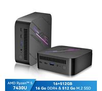 Mini PC Blackview MP100 AMD Ryzen¿ 5 7430U 4.3GHz Max 16 Go 512 Go-SSD 2To, Windows 11 Pro, Wifi 6, 4K UHD Display NETFLIX - Gris