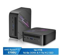 Mini PC Blackview MP100 AMD Ryzen™ 7 5700U 4.3GHz Max 16 Go 1 To-SSD 2To, Windows 11 Pro, Wifi 6, 4K UHD Display NETFLIX - Gris