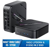 Mini PC Blackview MP100 Pro Intel®Alder Lake I3-1215U 4.4GHz Max 16 Go 512 Go/SSD 4To,Windows 11 Pro,Wifi 6, 4K UHD 144 Hz - Gris