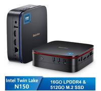 Ordinateur de bureau de jeu Blackview MP60 avec Windows 11 Pro, processeur Intel Alder Lake N150 de 12e génération, 16 Go de RAM, SSD de 512 Go 16+512 noir