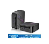 Mini PC MP100 AMD Ryzen 5 7430U 4.3GHz Max 16 Go 512 Go SSD/4To, Windows 11 Pro, Wifi 6, 4K UHD Display NETFLIX - Gris