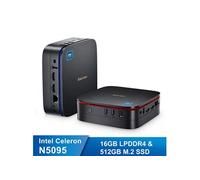 Mini PC MP60 Intel N5095 2.9 GHz Windows 11 Pro 16 Go LPDDR4/512 Go SSD Wi-Fi 2.4G+5G - Noir