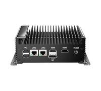 Mini PC sans ventilateur PC industriel N100 (jusqu'à 3,4 GHz), mini ordinateur de bureau double 2,5 G Lan, 4K 3 écrans (2HD+DP), 2COM RS232, USB 3.0 WiFi Type-C, allumage automatique, pas de RAM AUCUN