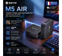 Mini PC SOYO M5 AIR, processeur AMD Ryzen 5 5600U (jusqu'à 4,2 GHz), DDR4 16 Go de RAM, 512 Go de SSD M.2, triple écran 4K, WIF6/BT5.2, mini ordinateurs SOYO M5 AIR