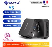 Mini PC SOYO Y5, 8 Go de RAM, 128 Go de SSD, processeur Intel Core i3 4e génération, double écran 4K HD*2, Type-C/WiFi 5/BT, mini ordinateur de bureau Argent