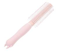 Mini Peigne à Friser Rose, Long Manche, pour Coiffage Cheveux | Silicone et Pp, Format Compact Portable, Usage Maison ou Voyage, Brosse Rotative Pratique