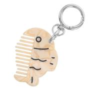Mini Peigne Démêlant Porte-clés, Dents Larges, Acétate Jaune Léopard | Pendentif de Paquet Compact, Dents Arrondies, Usage Quotidien ou Fête, pour Frange et Pelage