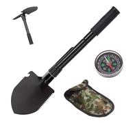 Mini Pelle Pioche Pliante, Pelle de Survie Pliante, Pelle Pliable Camping,Pelle Pliante,Pelle Pliable en Acier Inoxydable,pour Jardinage,Camping,Pelletage de Neige avec 1 Sac de Rangement et Boussole