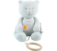Mini Peluche Musicale Nouky Mint-Ours En Peluche En Coton Bio+Anneau En Bois-Éveil Musical-Cadeau Bébé