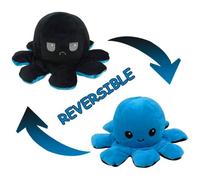 Mini Peluches Mignonnes,Peluche Reversible Poulpe-Peluche Octopus Reversible Noir et Bleu Ciel-Doudou Pieuvre-Peluche Humeur Jouet