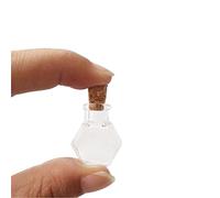 Mini Pendentif Bouteille en Verre Souhaitant Bouteille Petit Flacon Hexagonal et Liège Transparent Cadeau 10 pcs (10, Hexagone)