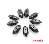 Mini Pendentif En Pierre De Baguette Percée Hexagonale À Double Pointe,Cristal De Guérison Naturel,Quartz,Collier De Bijoux De Direction - Type Hematite-50 Pcs