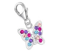 Mini pendentif papillon en cristal multicolore en argent sterling 925 véritable pour fille, enfant, femme, bébé, Argent sterling, Cristal