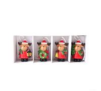 Mini pendentifs de vacances en résine avec thème élan, chien, chat, maison de neige pour sapin de Noël et utilisation saisonnière festive (élan)