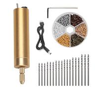 Mini perceuse électrique manuelle pour résine, 0,7 à 1,2 mm, perceuse électrique micro USB pour la fabrication de bijoux, kit d'étau, perceuse à ongles avec 18 forets, 600 broches à œillet en fer