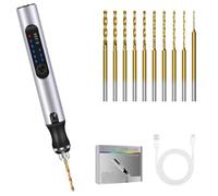 Mini Perceuse Électrique Manuelle, Vankarr Perceuse Mini DIY Sans Fil à 3 Vitesses Rechargeable avec 10 Forets, Perceuse Manuelle pour Modélisme, Bois, Résine, Fabrication de Bijoux