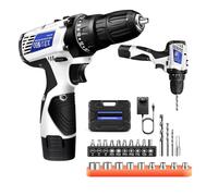 Mini perceuse électrique sans fil avec batterie 1500mAh 16.8v, set de tournevis sans fil blanc pour bois métal plastique, 2 vitesses, perceuse portative 45n.m 18+1 couple, kit de 26 forets